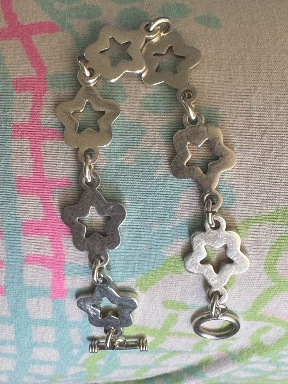Sterling Silver Star Cutout Link Bracelet 7.5” - Picture 4 of 8